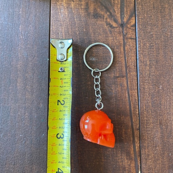 Handmade Resin Blood Orange Skull 3” Keychain Gothic Backpack Bag Charm NEW - Picture 5 of 7